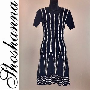 Shoshanna Black Dress with White Beaded Trim